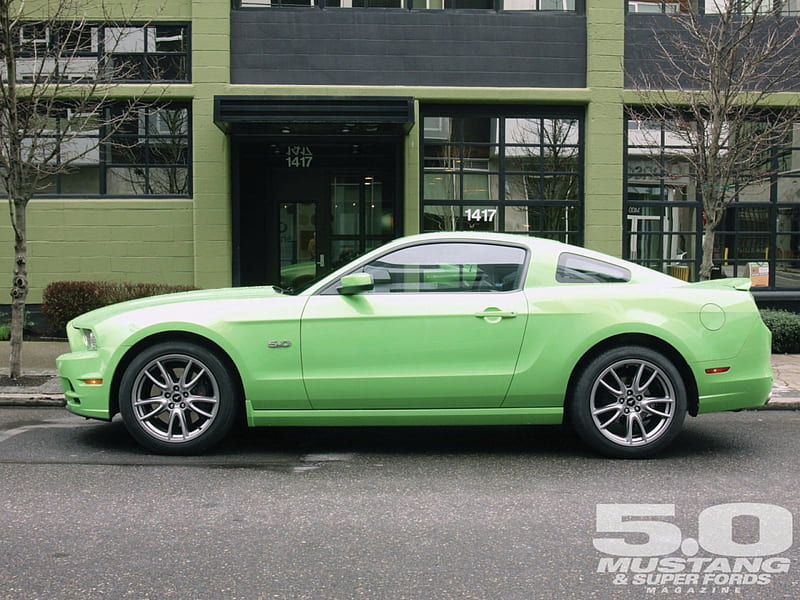 2013 Mustang GT, 5 0, lime green, ford, recero seats, HD wallpaper