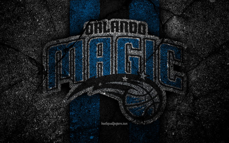 Orlando Magic, NBA logo, black stone, basketball, Eastern Conference, asphalt texture, USA, creative, basketball club, Orlando Magic logo, HD wallpaper