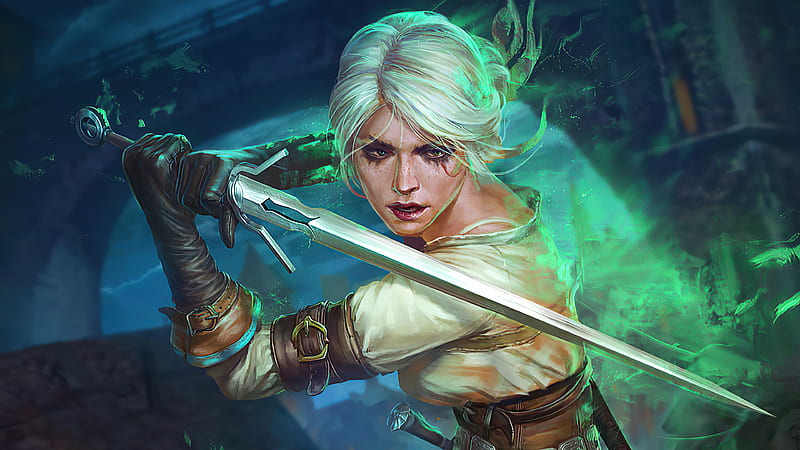 The Witcher, The Witcher 3: Wild Hunt, Ciri (The Witcher), Girl, Sword, White Hair, Woman Warrior, HD wallpaper