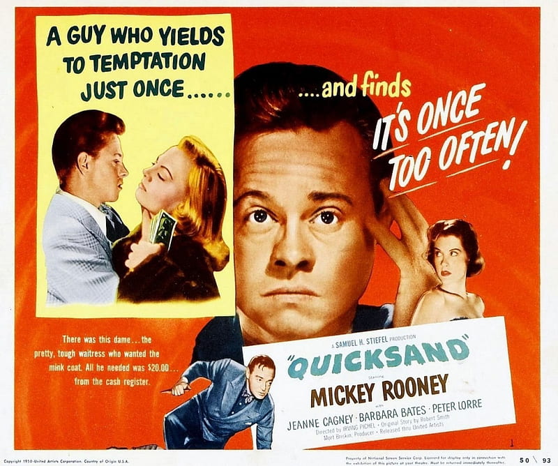 Classic Movies - Quicksand (1955), Mickey Rooney, Classic Movies, Barbara Bates, Peter Lorre, Jeanne Cagney, Quicksand Movie, HD wallpaper