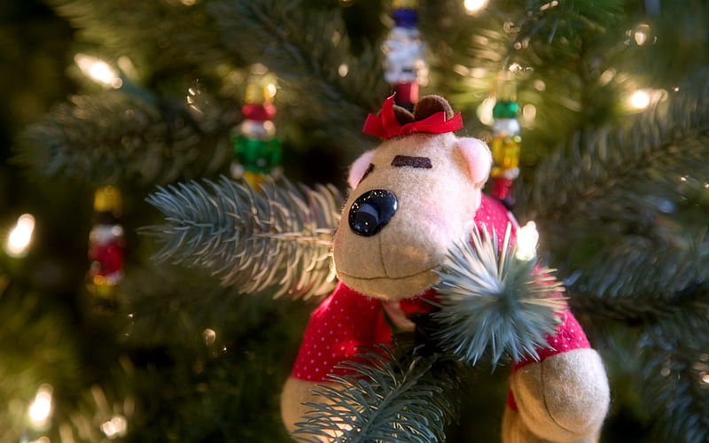 Christmas Bear doll, HD wallpaper