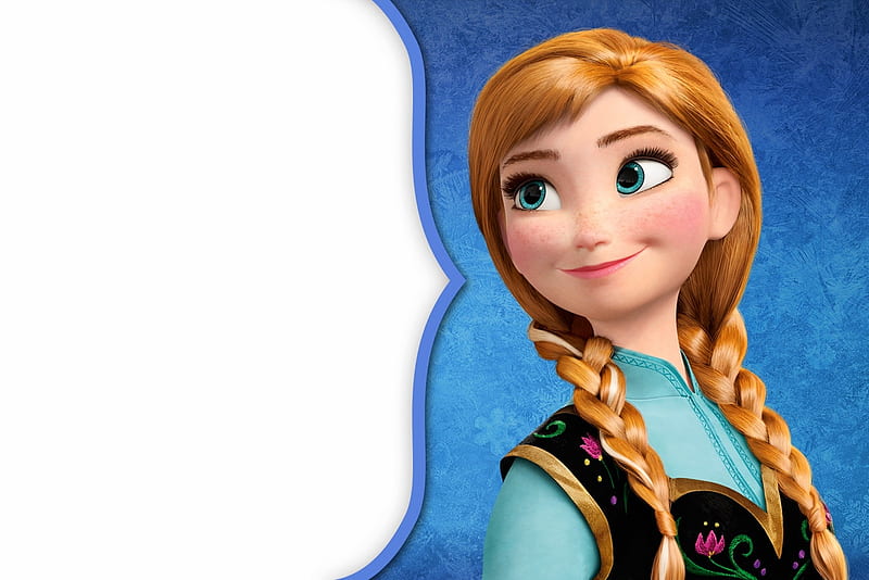 Frozen (2013), anna, movie, redhead, black, card, girl, white, frozen, princess, disney, blue, HD wallpaper