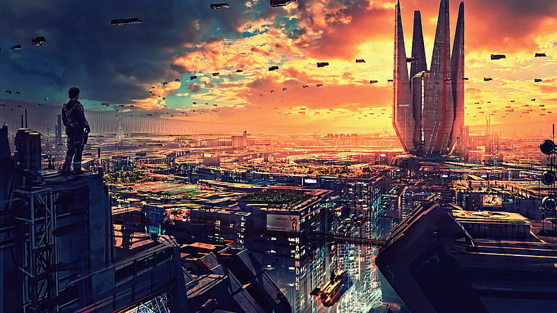 Science Fiction Cityscape Futuristic City Digital Art , cityscape, artist, artwork, digital-art, HD wallpaper