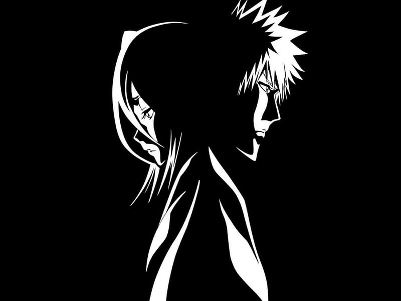 Ichigo & Rukia, bleach, cool, anime, dark, ichigo, rukia, HD wallpaper