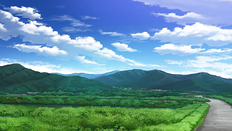 Paisaje de anime, verde, relajante, paisaje, anime, Fondo de pantalla HD |  Peakpx