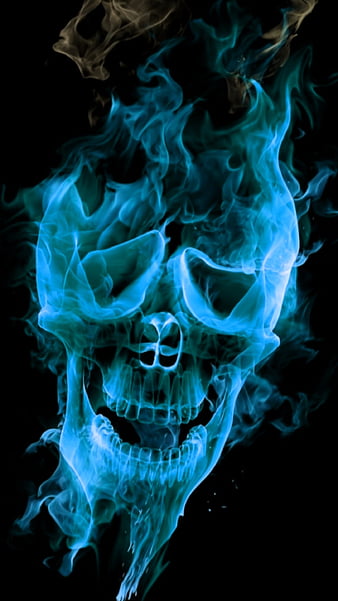 skulls and blue flames