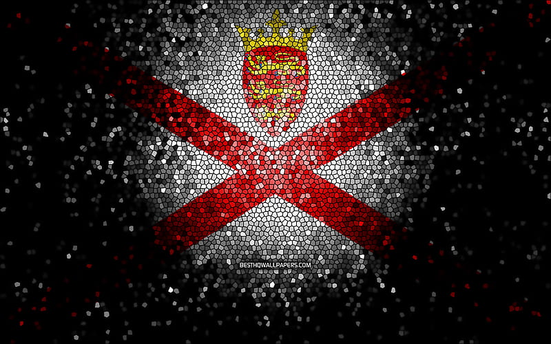 Jersey flag, mosaic art, European countries, Flag of Jersey, national symbols, artwork, Europe, Jersey, HD wallpaper