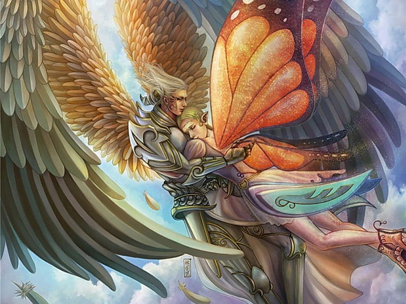 Lindo anjo, desenho, bonito, menino, anime, HD wallpaper