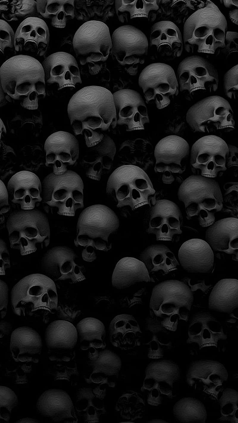 skulls, black, death, demon, horror, HD phone wallpaper