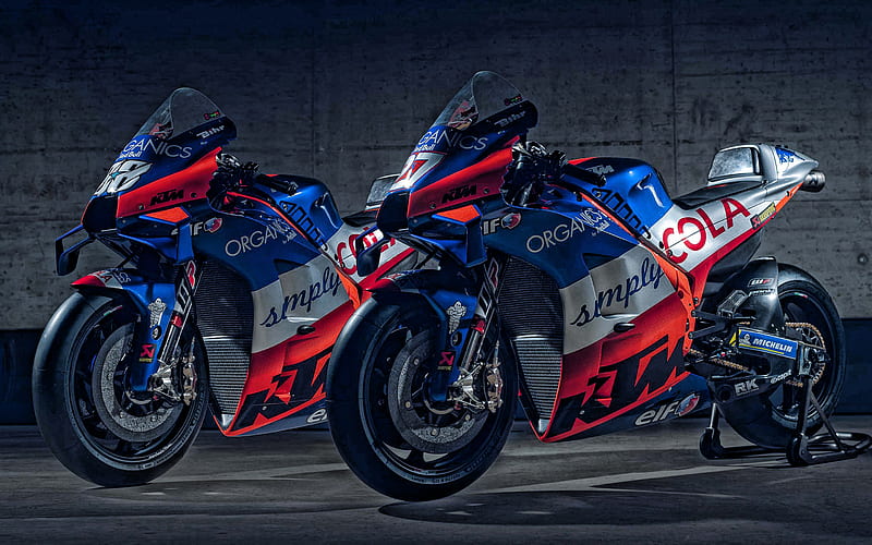 2020, KTM RC16, MotoGP, Race Bike, Red Bull KTM, side view, new blue RC16, sports motorcycles, KTM, HD wallpaper