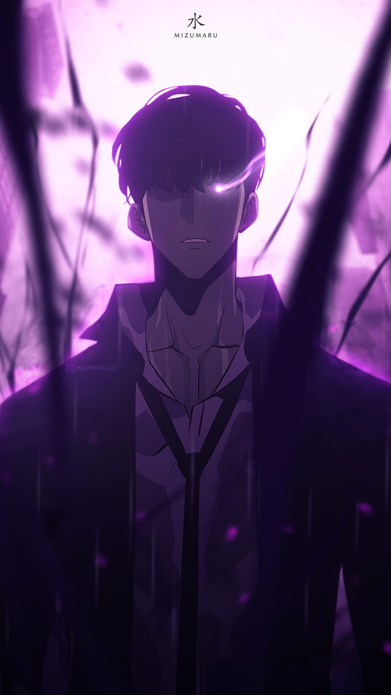 Sung Jin Woo, magenta, manhwa, tbate, anime aesthetic, the beginning after the end, manga, purple, shadow monarch, HD phone wallpaper