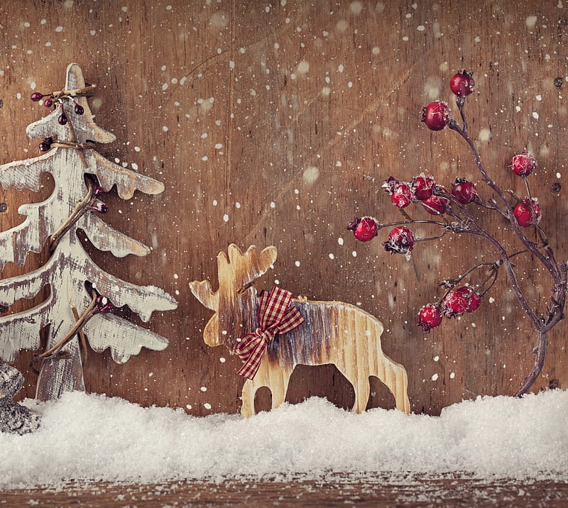 Christmas decoration, moose, HD wallpaper