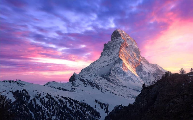 Matterhorn Sunset, Matterhorn, mountains, beauty, nature, sunset, sky,  clouds, HD wallpaper | Peakpx