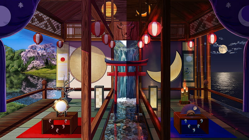 Day & Night, japanese, orginal, anime, fantasy, japan, lantern, HD  wallpaper | Peakpx
