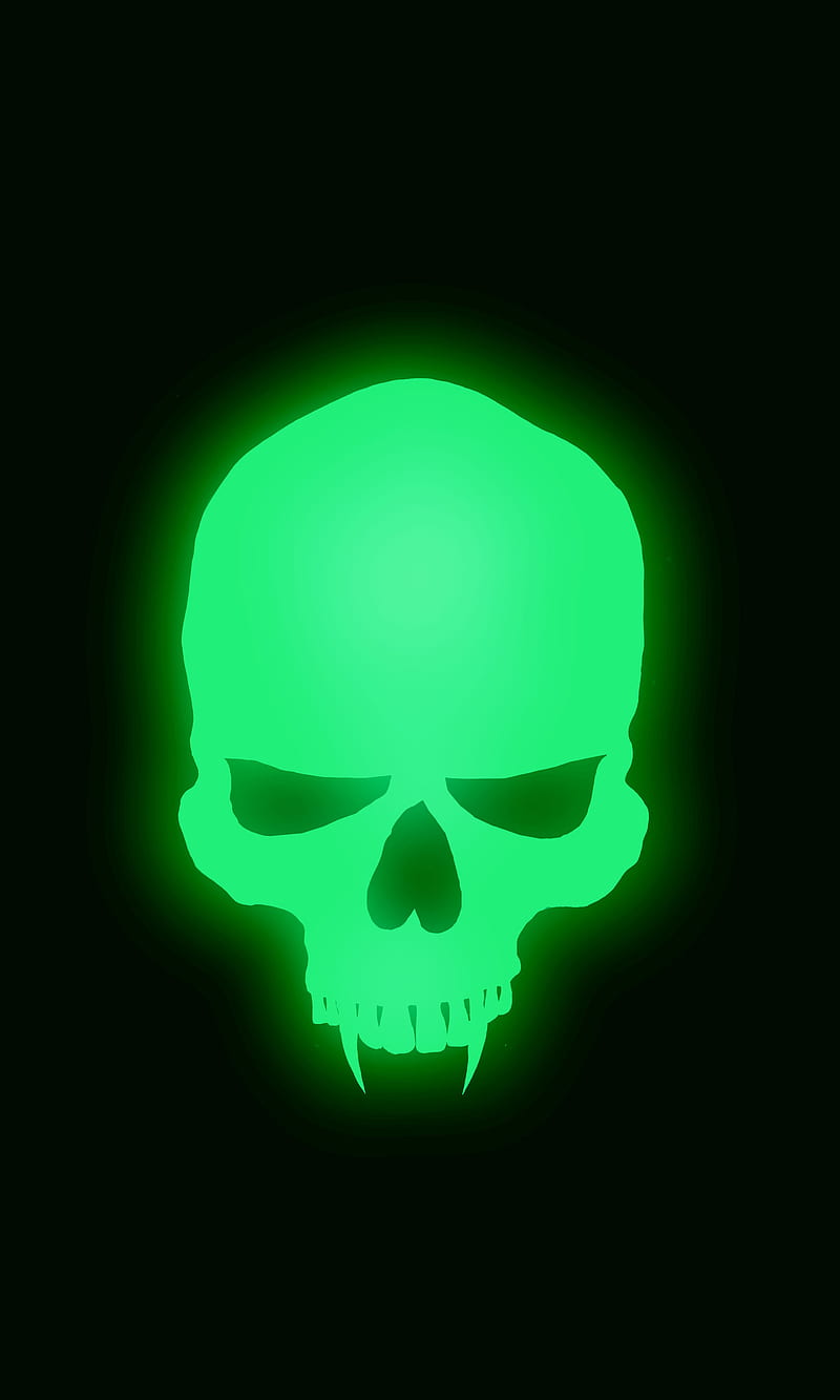 Poison Skull of Skulls, amoled, angry, glow, green, neon, oled, skull, skulls, vampire, HD phone wallpaper