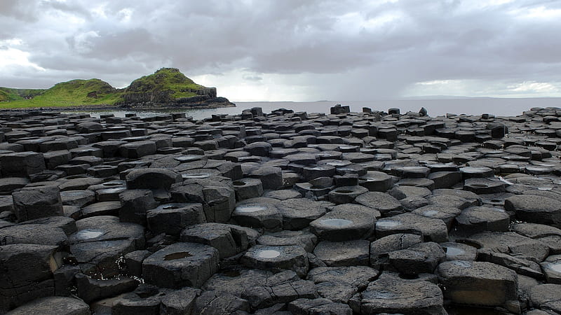 Earth, beach, Columnar Basalt, Ireland, Northern Ireland, Rock, HD wallpaper
