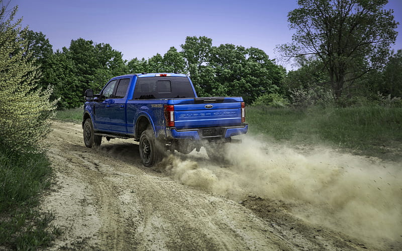 2020, Ford F-250, Super Duty Tremor, Off-Road Package, exterior, rear view, new blue F-250, tuning F-250, american cars, Ford, HD wallpaper