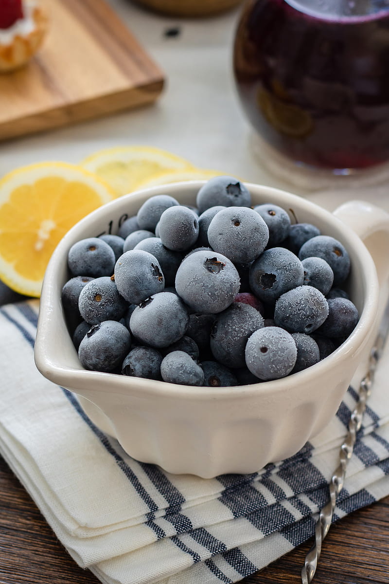 blueberries, berries, frozen, bowl, HD phone wallpaper