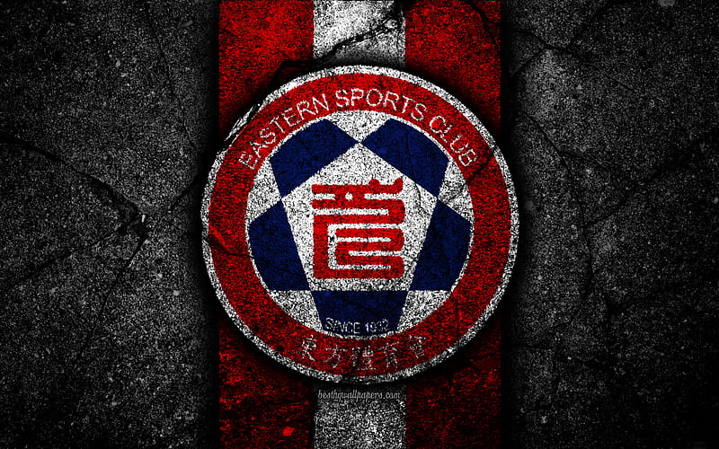 FC Eastern, emblem, Hong Kong Premier League, black stone, soccer, football club, Asia, logo, Hong Kong, Eastern, asphalt texture, Eastern FC, HD wallpaper