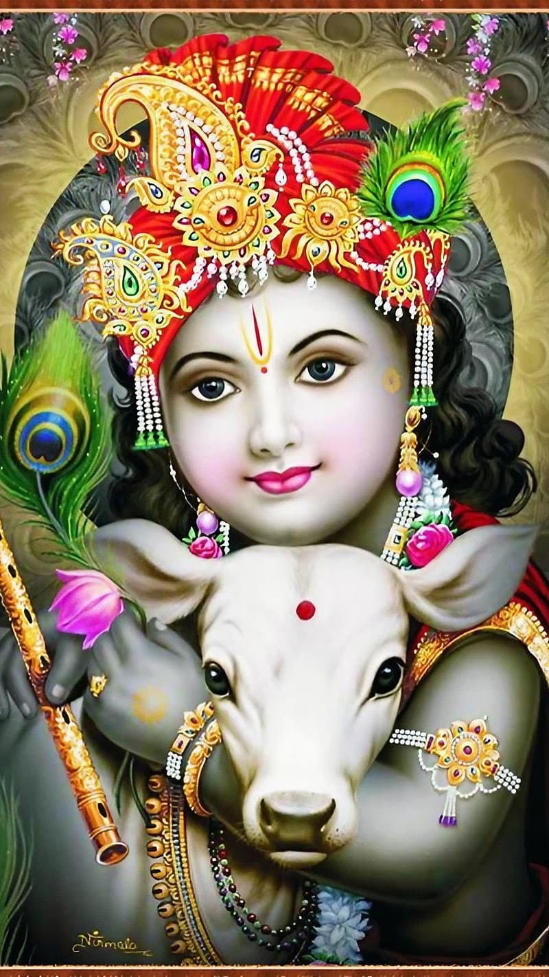 krishna with cow drawing - Clip Art Library