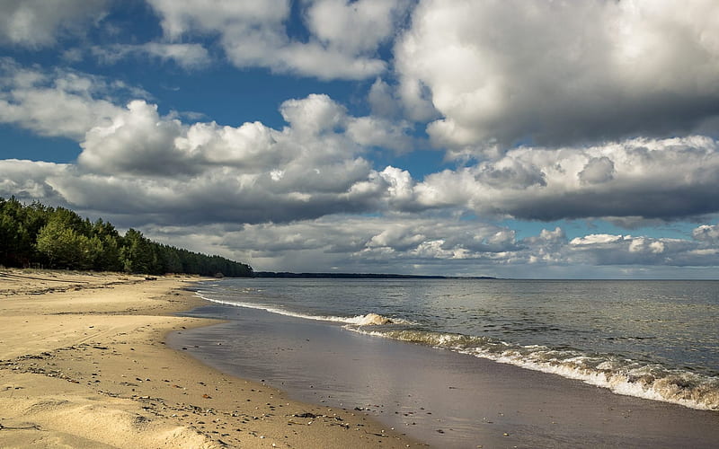Baltic Sea by Plienciems, Latvia, beach, Latvia, Baltic, clouds, sea, HD wallpaper