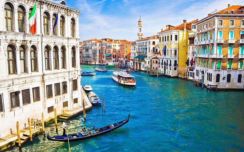 Cities, Architecture, Italy, Venice, City, Building, Boat, Place, , Canal, Waterway, HD wallpaper