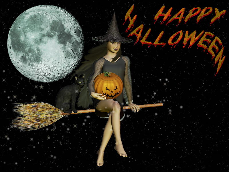 Sexy halloween, october 31, witch, moon, holiday, halloween, HD wallpaper