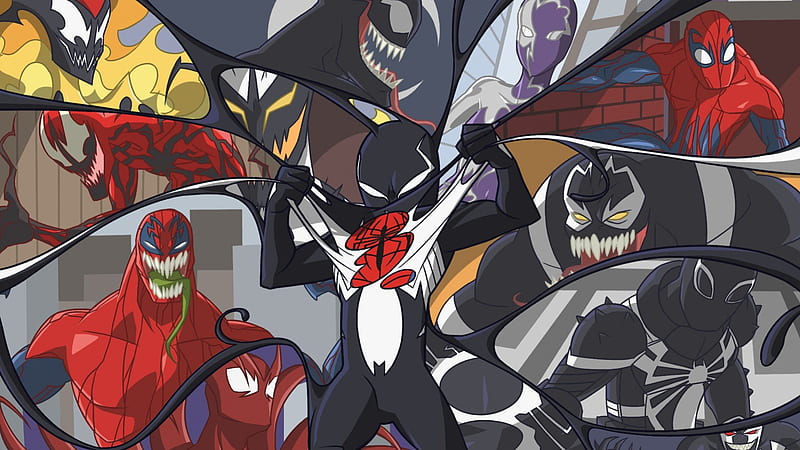 Venom, spiderman, cartoon, villain, HD wallpaper