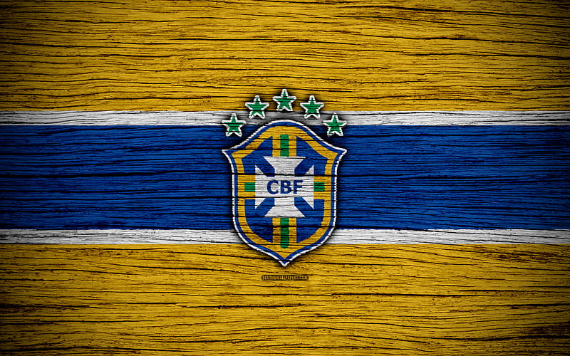 Brazil national football team, logo, North America, football, wooden texture, soccer, Brazil, emblem, South American national teams, Brazilian football team, HD wallpaper