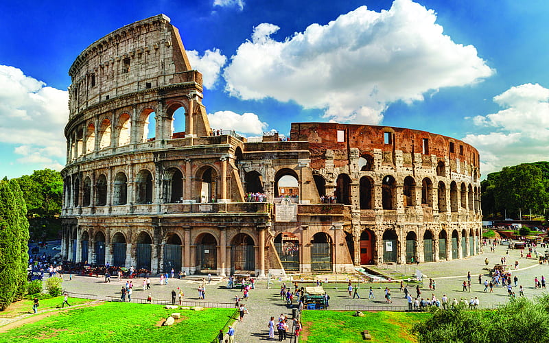 Colosseum Flavian Amphitheatre, italian landmarks, Italy, Rome, Europe, HD wallpaper