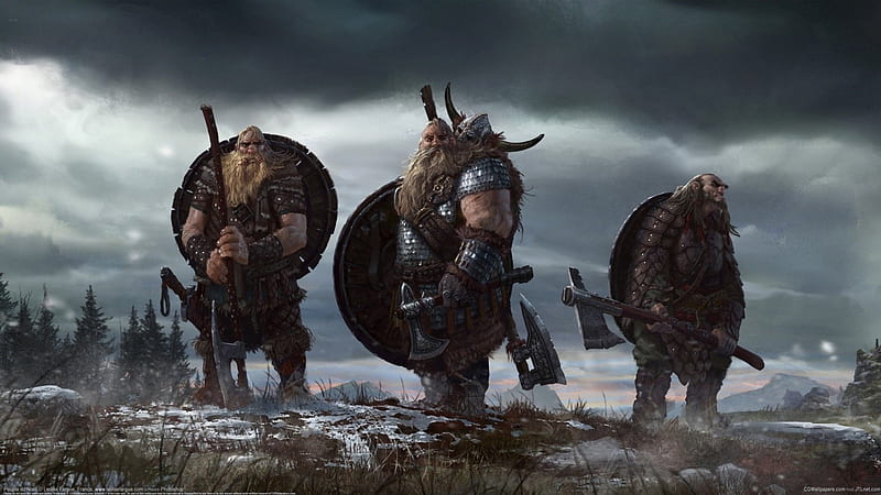 The lost Vikings, mountain, north, fantasy, vikings, nordic, HD wallpaper