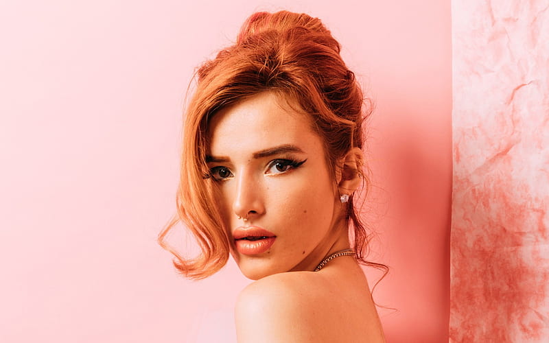 Bella Thorne, portrait, face, american actress, make-up, piercing, Annabella Avery Thorne, HD wallpaper