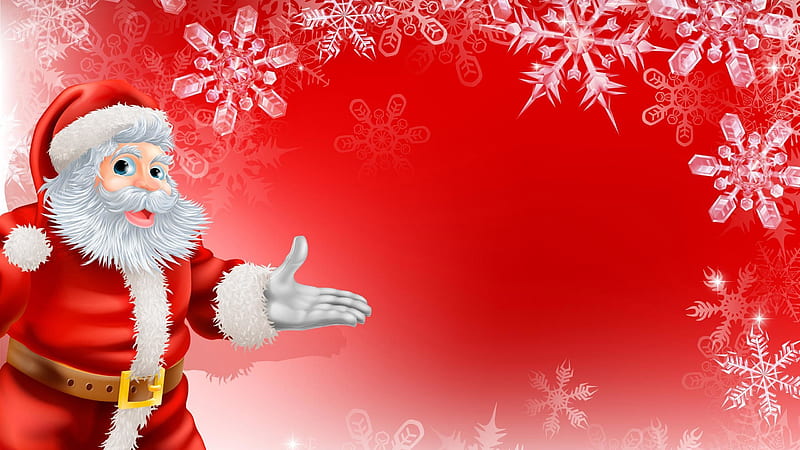 Santa Claus With Snowflakes In Red Background Santa Claus, HD wallpaper