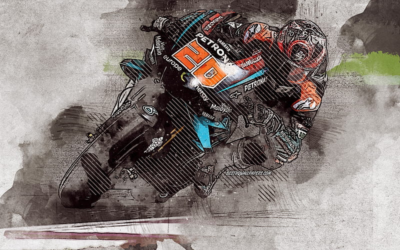 Fabio Quartararo, French motorcycle racer, MotoGP, Petronas Yamaha SRT, Yamaha YZR-M1, grunge art, creative art, Yamaha, racing, HD wallpaper