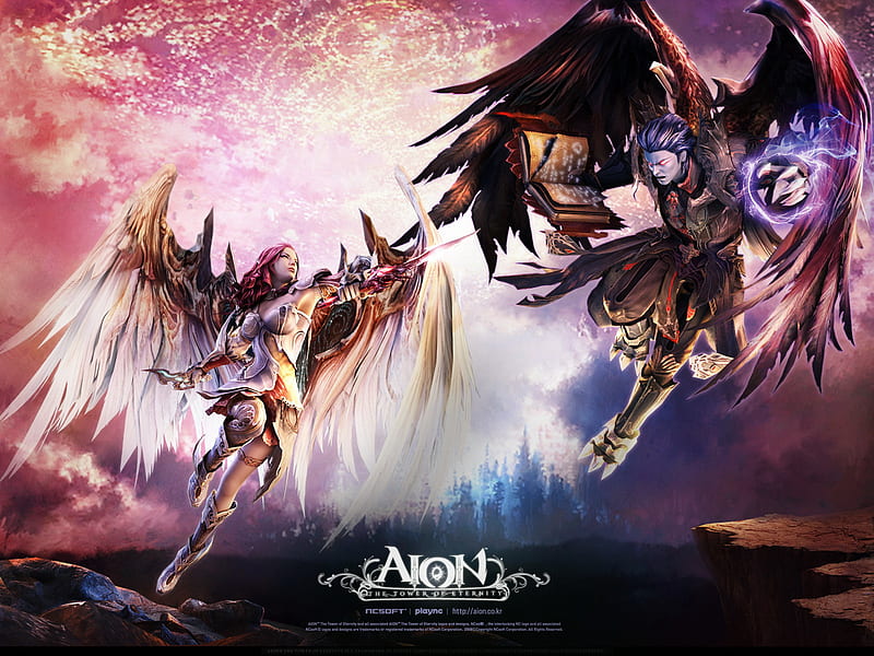 AION-fragile, fighting, videogame, game, aion, magic, angels, fragile, warrior, flying, attack, HD wallpaper