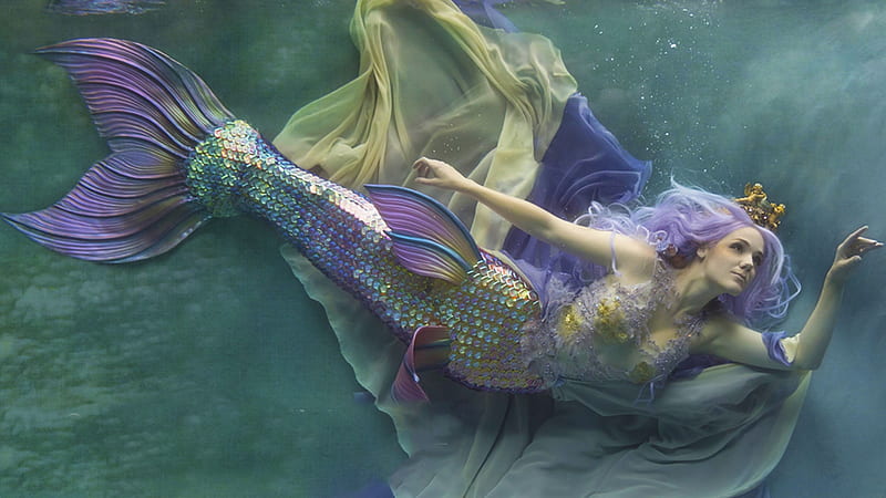 Lilac Mermaid, art, fantasy, girl, mermaid, sirene, woman, HD wallpaper ...