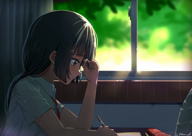 Anime girl, anime, girl, school, study, HD wallpaper