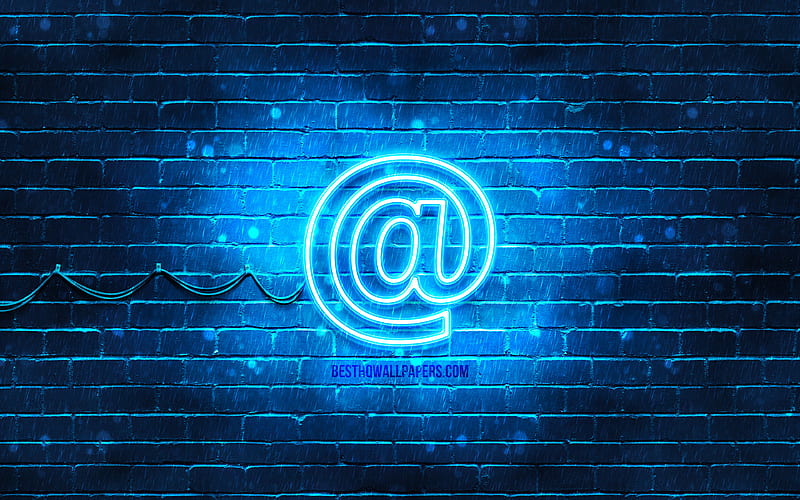 Email neon icon blue background, neon symbols, Email, creative, neon icons, Email sign, computer signs, Email icon, computer icons, HD wallpaper