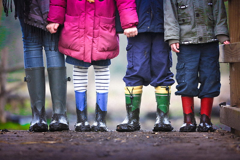 four children standing on dirt during daytime, HD wallpaper