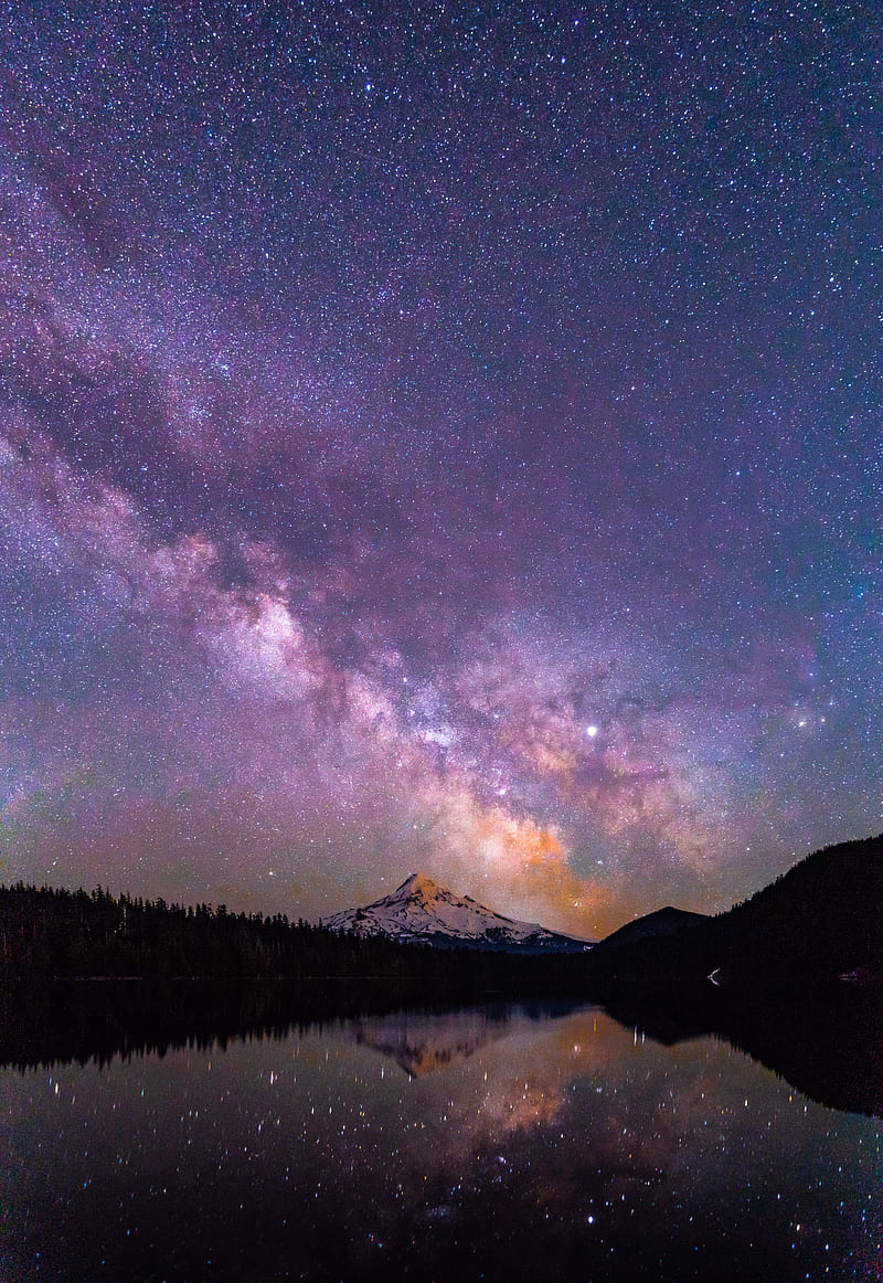 Northern lights over mountain and forest, HD phone wallpaper