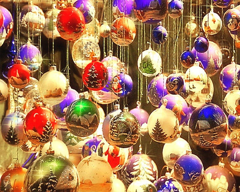 Christmas balls, red, holidays, orange, yellow, magic, xmas, lights, ball, green, beauty, light, blue, lovely, christmas, holliday, happy new year, purple, merry christmas, colored balls, balls, white, HD wallpaper