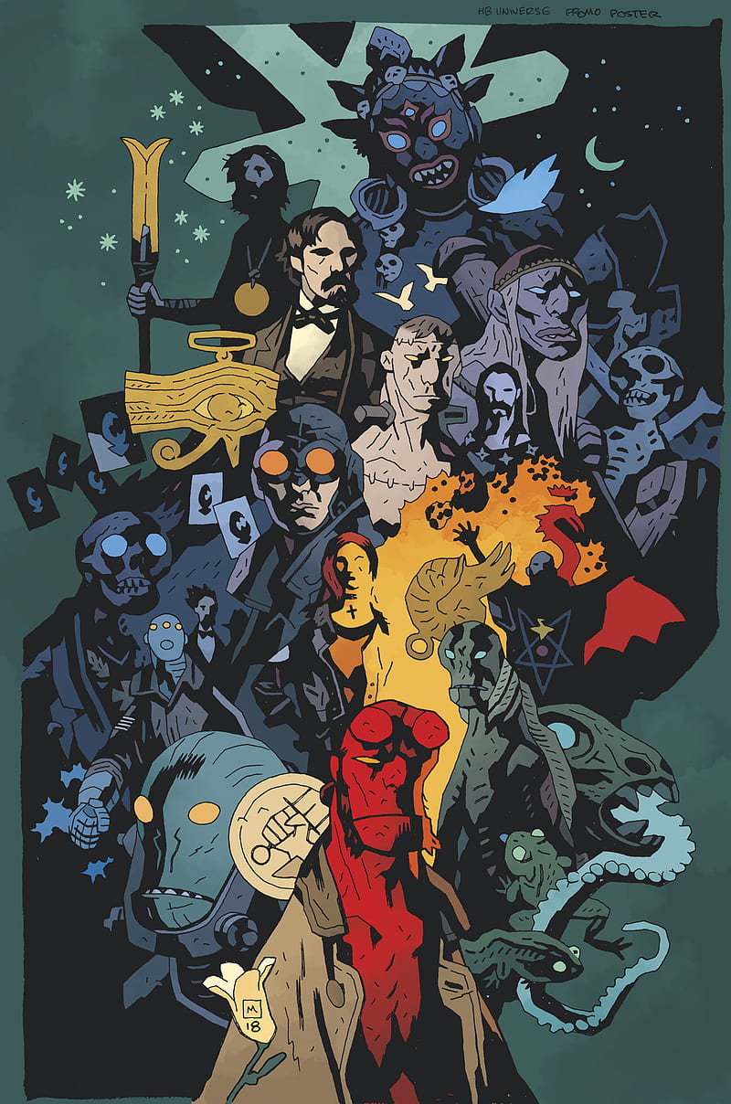 Hellboy, comic, dark horse, mike mignola, HD phone wallpaper