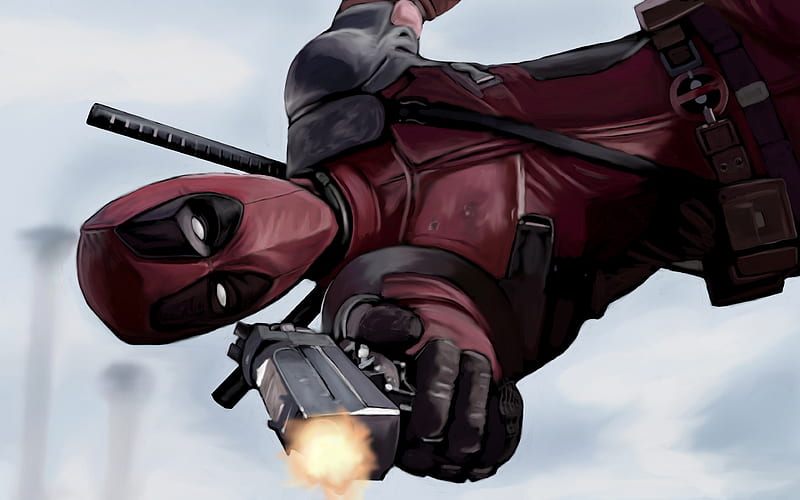 Deadpool art, superheroes, gun, Deadpool 2, HD wallpaper