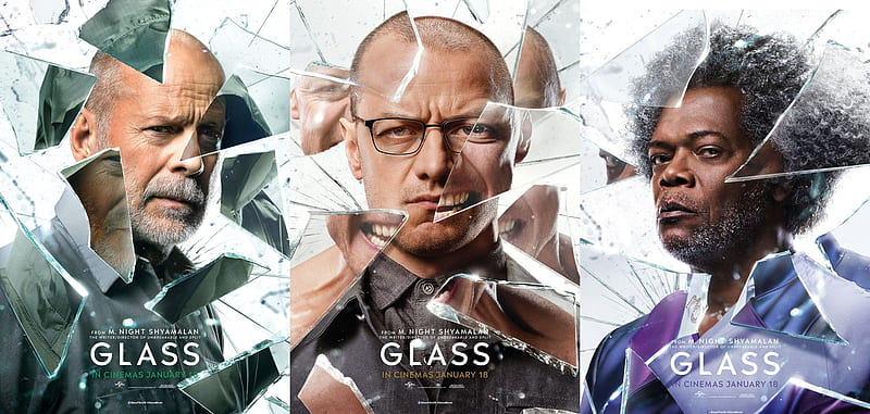 eten Mathis kunstmest Glass (2019), glass, poster, movie, Samuel L Jackson, Bruce Willis, man,  James McAvoy, HD wallpaper | Peakpx