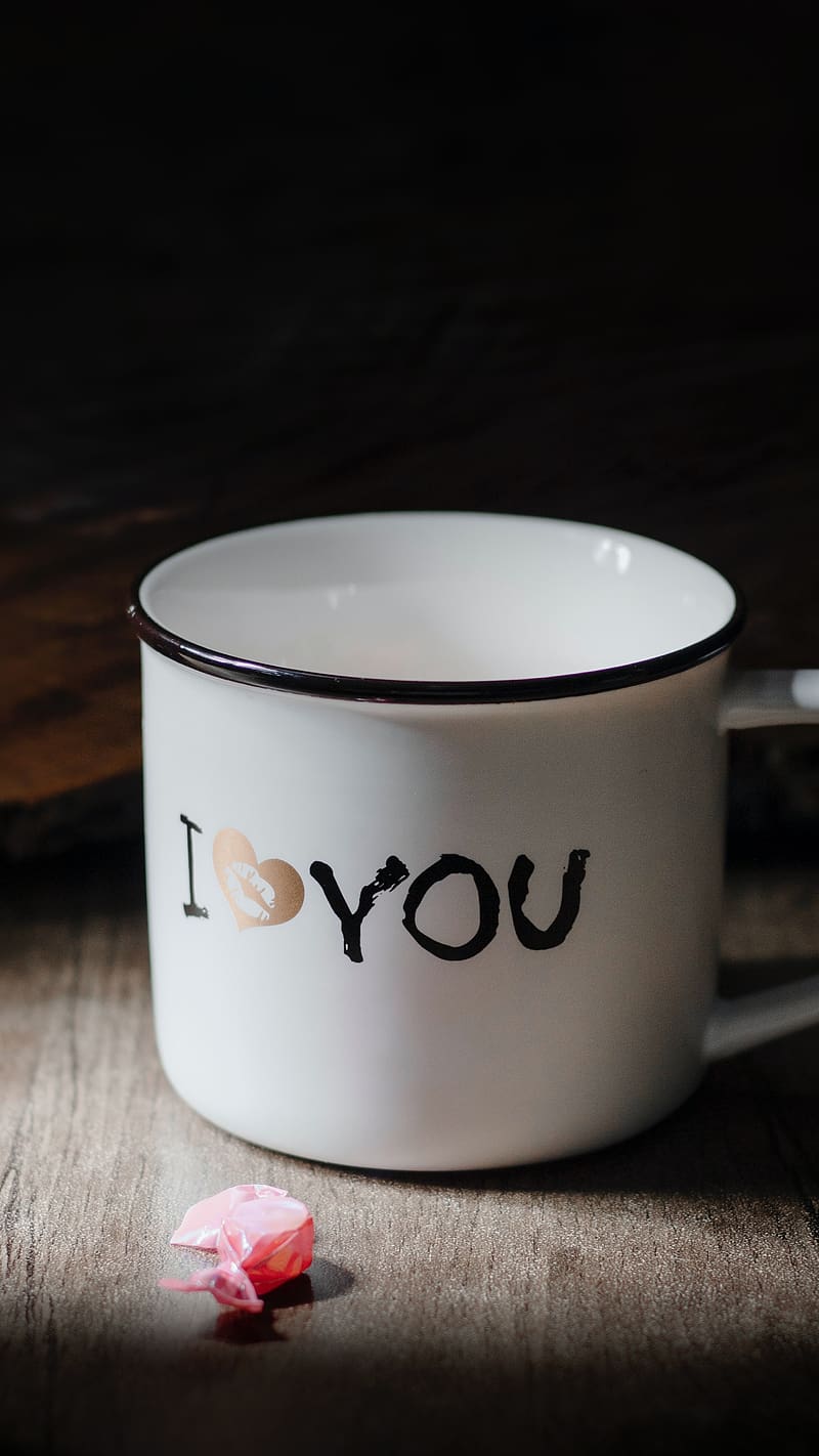 I Love U In Coffee Mug, i love u, coffee mug, heart, white, love, HD phone wallpaper