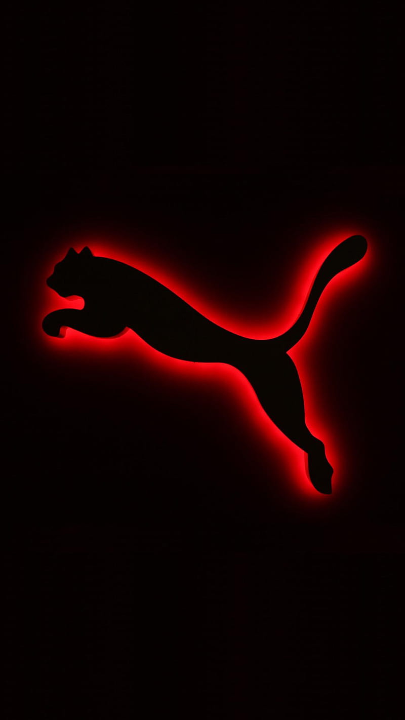 Puma logo, black, black puma logo, logos, red, red puma logo, HD phone wallpaper