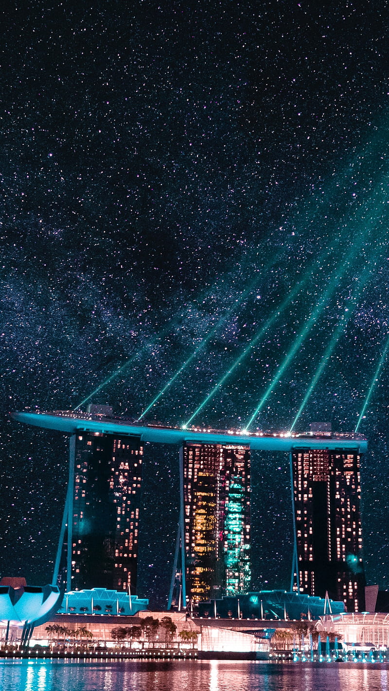 Marina Bay Sands , marina bay, night, sky, singapore, HD phone wallpaper