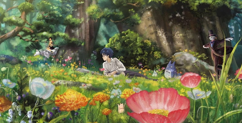 The Ghibli Garden, digital, art, garden, fantasy, HD wallpaper