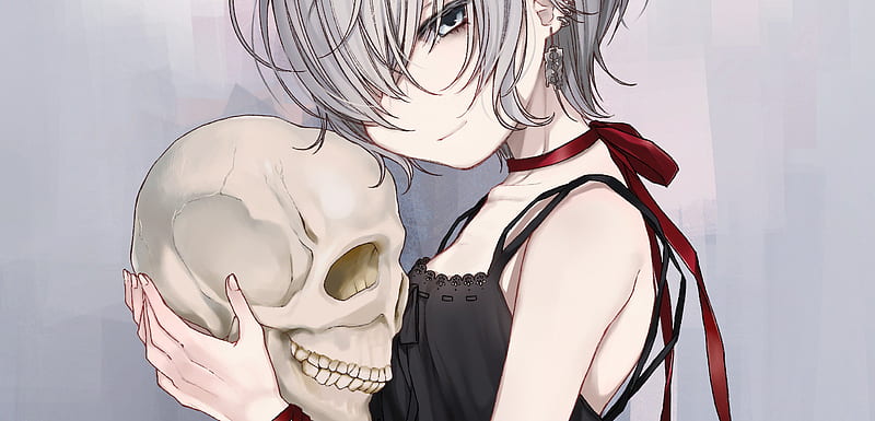Anime, Original, Skull, HD wallpaper