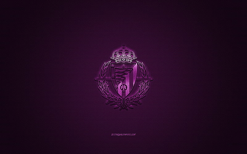 Real Valladolid, Spanish football club, La Liga, purple logo, purple carbon fiber background, football, Valladolid, Spain, Real Valladolid logo, HD wallpaper